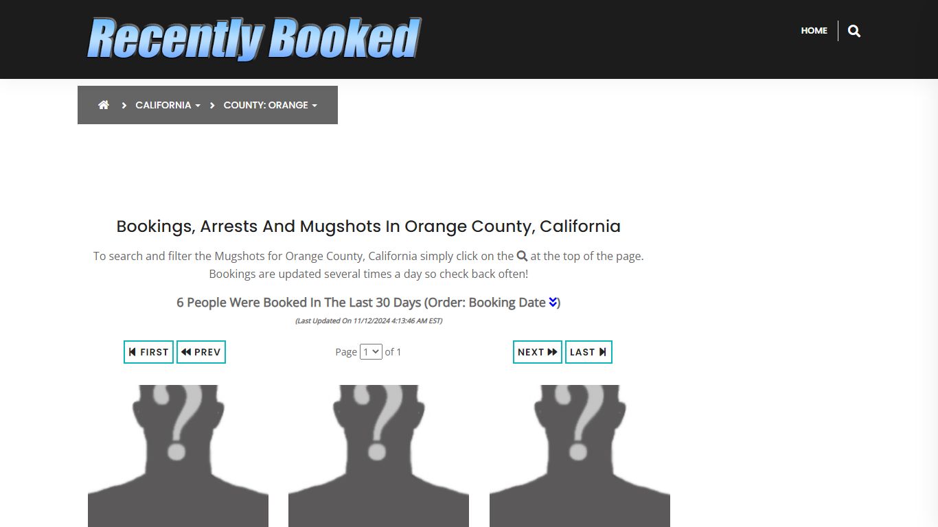 Bookings, Arrests and Mugshots in Orange County, California