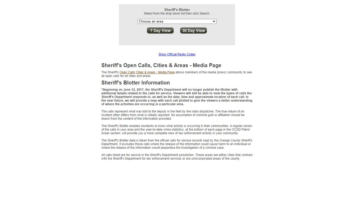 Sheriff Blotter - Orange County, California - ws.ocsd.org